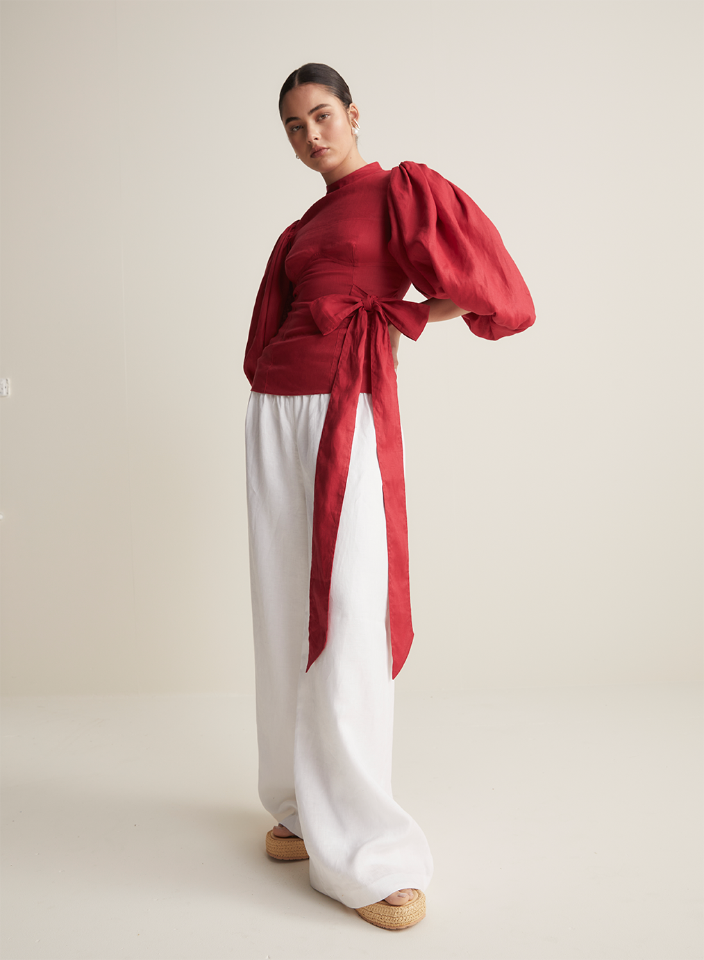 Carmella Linen Top | Scarlet