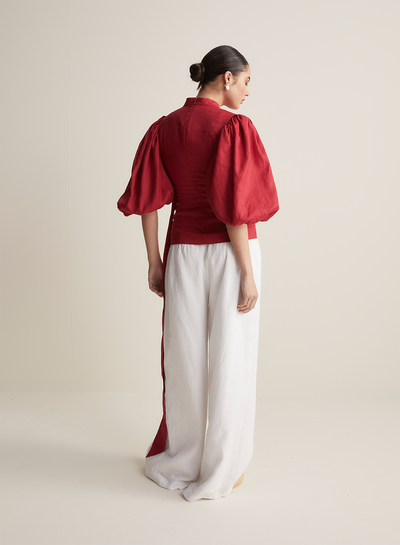 Carmella Linen Top | Scarlet