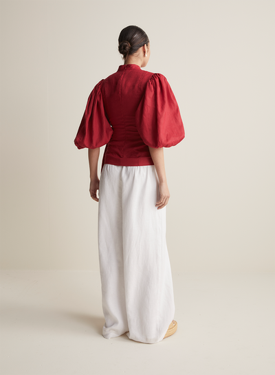 Carmella Linen Top | Scarlet