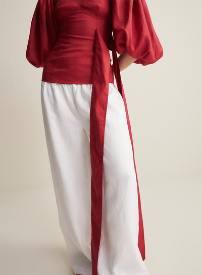 Carmella Linen Top | Scarlet