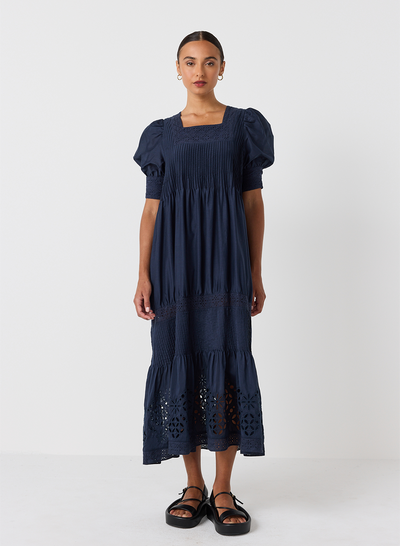 Corinne Silk Cotton Midi Dress