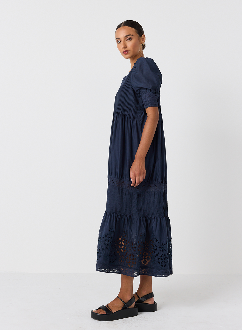 Corinne Silk Cotton Midi Dress