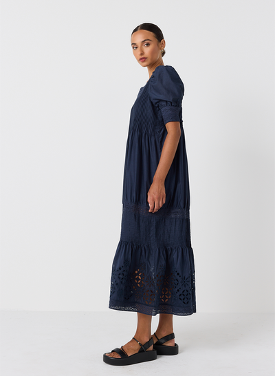 Corinne Silk Cotton Midi Dress