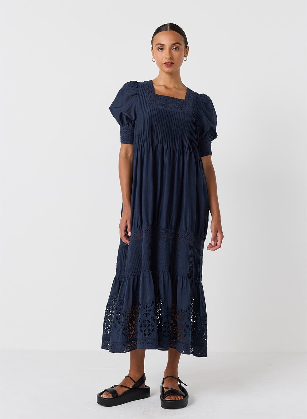Corinne Silk Cotton Midi Dress