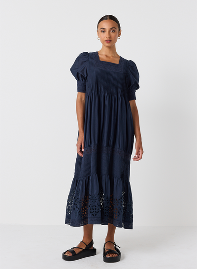 Corinne Silk Cotton Midi Dress