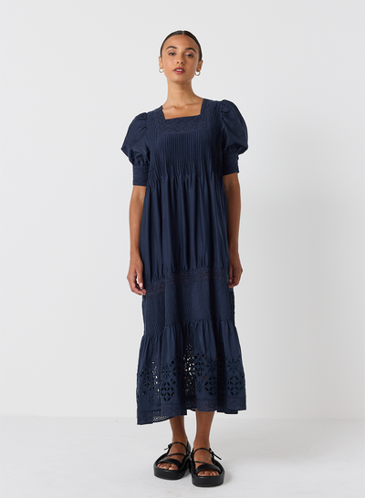 Corinne Silk Cotton Midi Dress