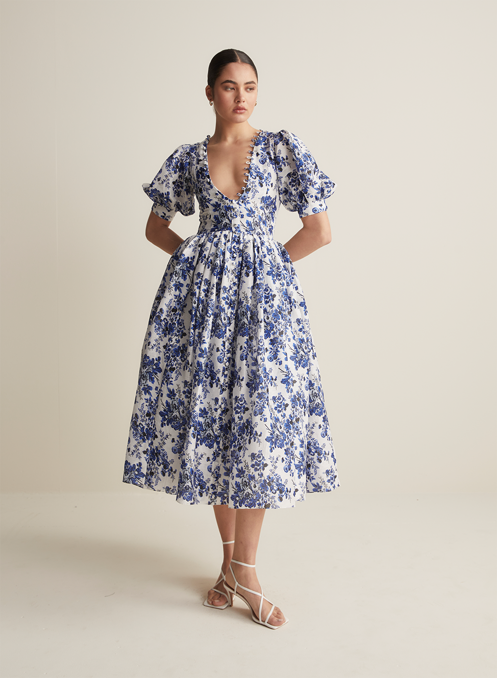 Florentine Silk Linen Midi Dress