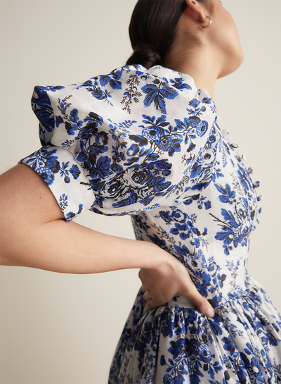 Florentine Silk Linen Midi Dress