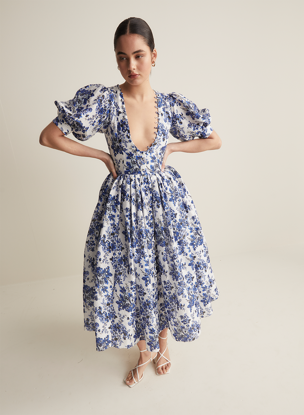 Florentine Silk Linen Midi Dress
