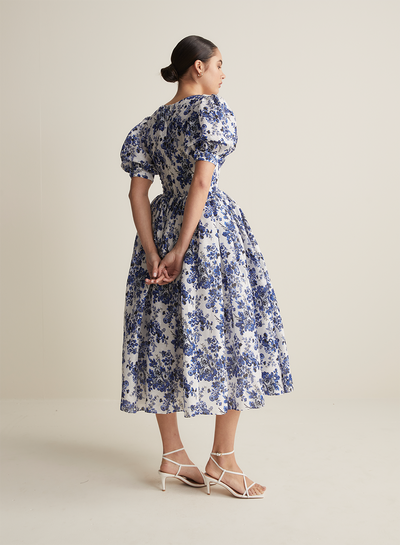 Florentine Silk Linen Midi Dress