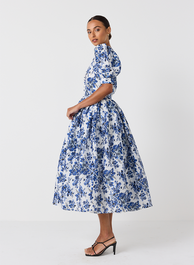 Florentine Silk Linen Midi Dress