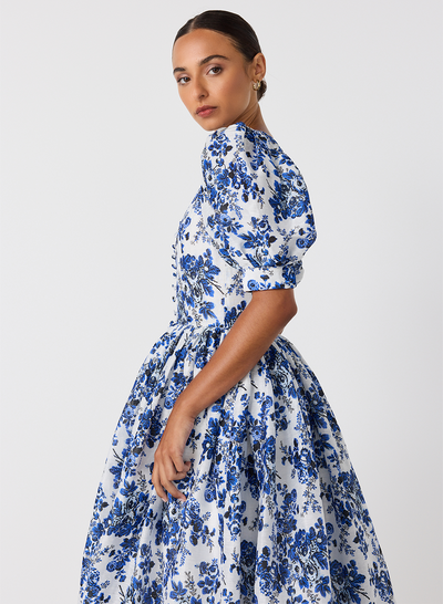Florentine Silk Linen Midi Dress