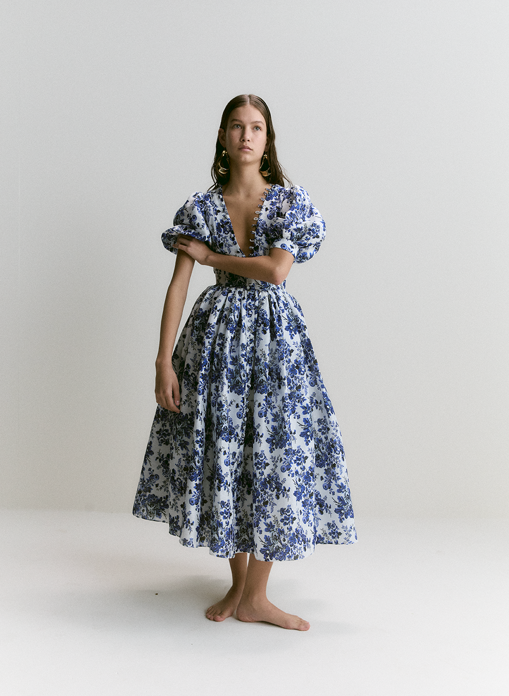 Florentine Silk Linen Midi Dress