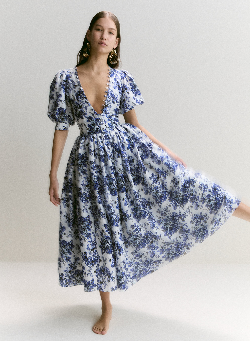 Florentine Silk Linen Midi Dress