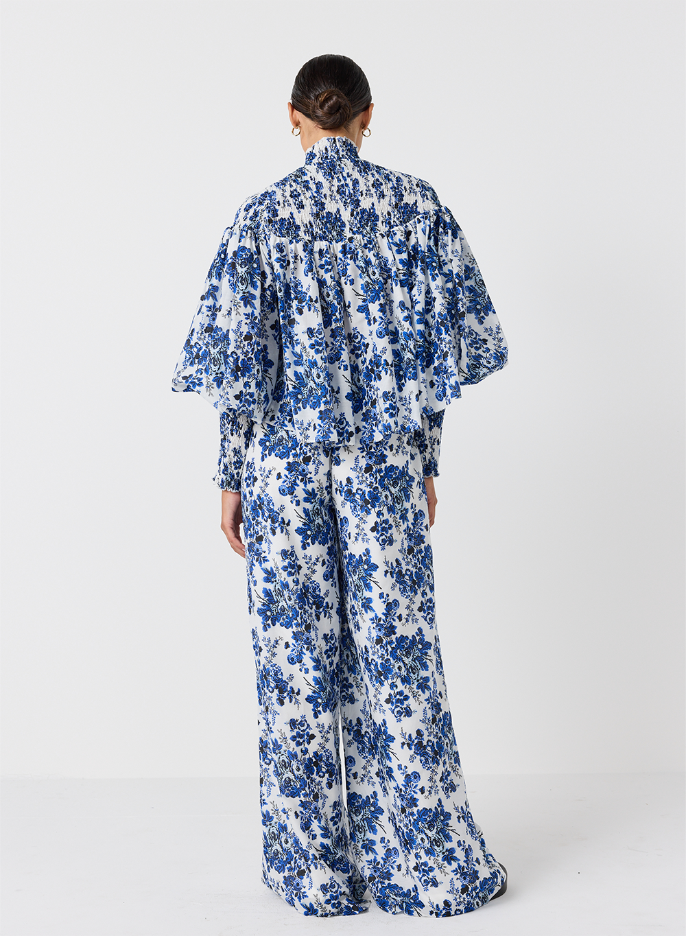 Sophia Silk Cotton Palazzo Pant | Vintage Rose Print