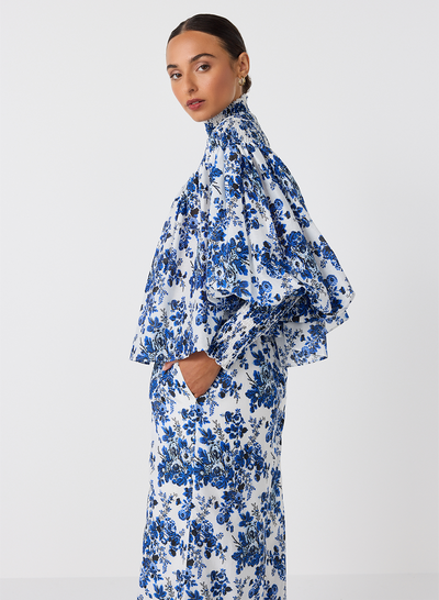 Sophia Silk Cotton Palazzo Pant | Vintage Rose Print