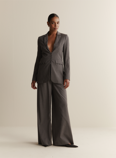 Sophia Wool Palazzo Pant | Charcoal