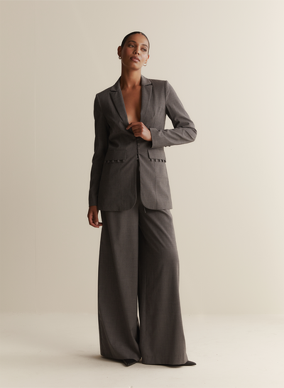 Sophia Wool Palazzo Pant | Charcoal