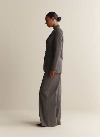 Sophia Wool Palazzo Pant | Charcoal
