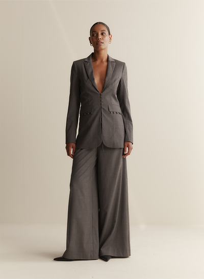 Sophia Wool Palazzo Pant | Charcoal