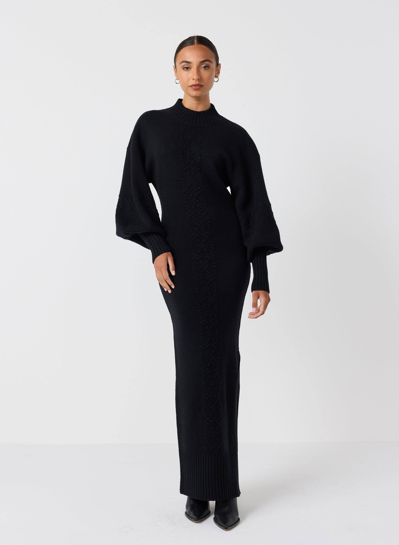 Rochelle Wool Knit Maxi Dress | Black