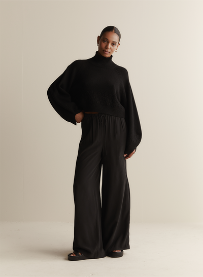 Sophia Silk Palazzo Pant | Sandwash Black