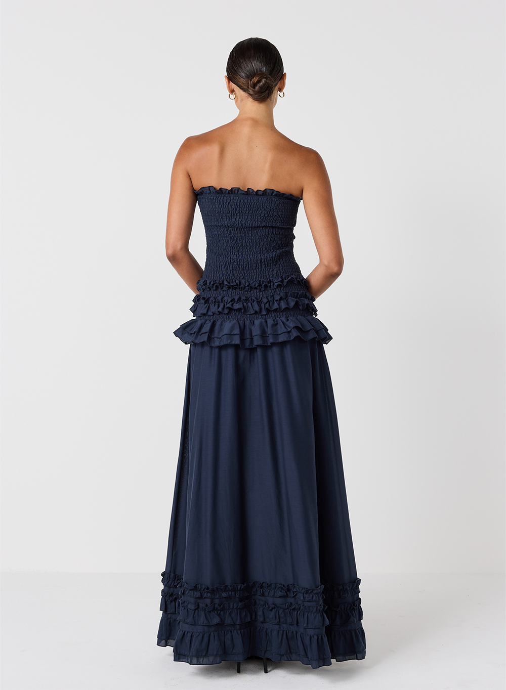Anastacia Silk Cotton Maxi Dress | Navy