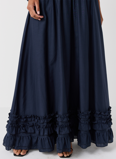 Anastacia Silk Cotton Maxi Dress | Navy