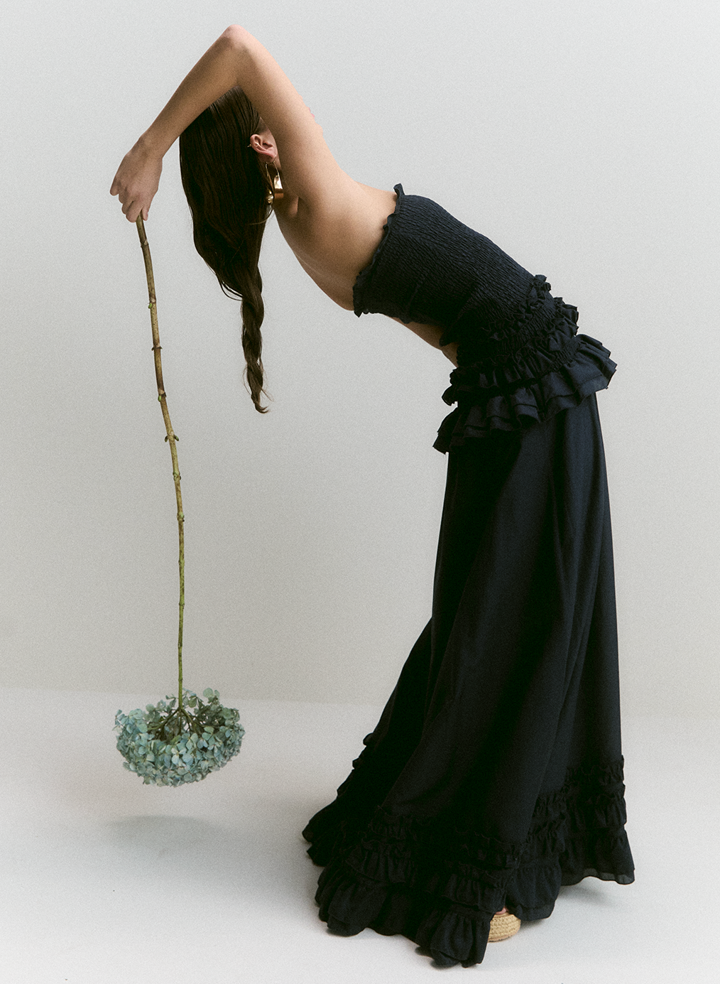 Anastacia Silk Cotton Maxi Dress | Navy
