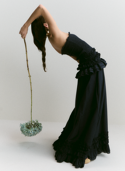 Anastacia Silk Cotton Maxi Dress | Navy