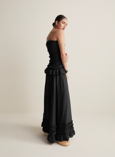 Anastacia Silk Cotton Maxi Dress | Black