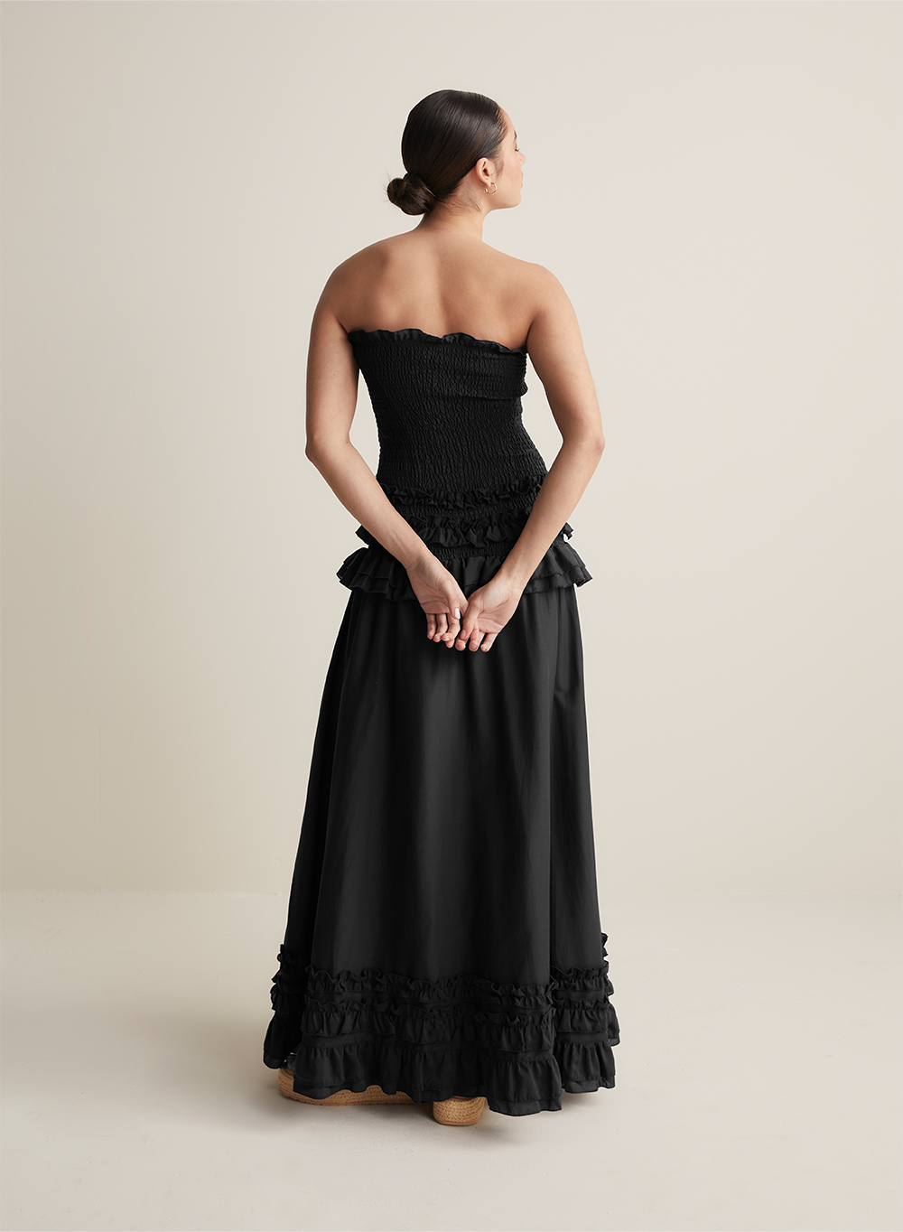 Anastacia Silk Cotton Maxi Dress | Black