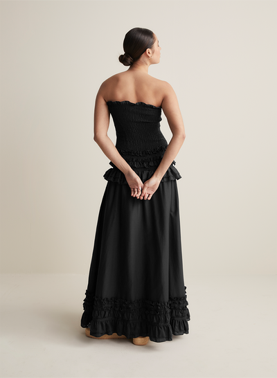 Anastacia Silk Cotton Maxi Dress | Black