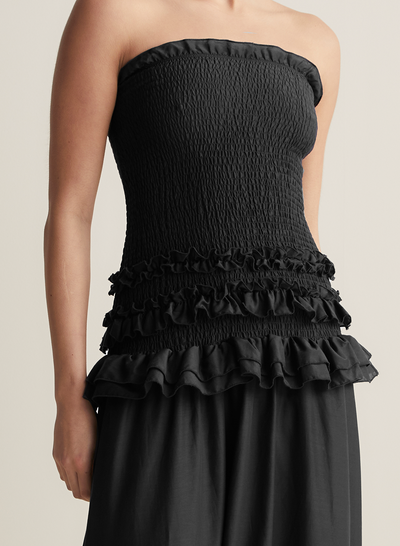 Anastacia Silk Cotton Maxi Dress | Black