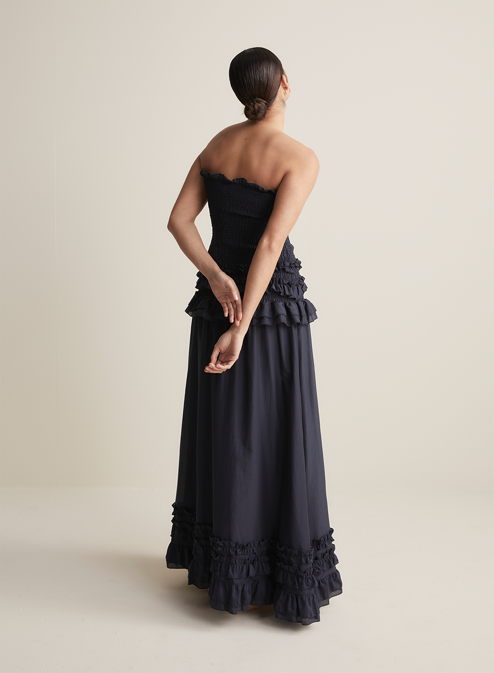 Anastacia Silk Cotton Maxi Dress | Navy