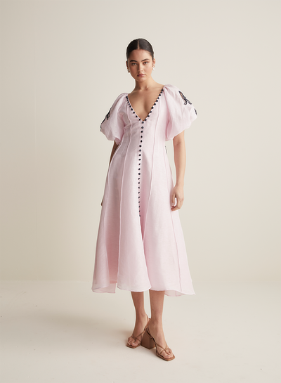 Colette Silk Linen Midi Dress