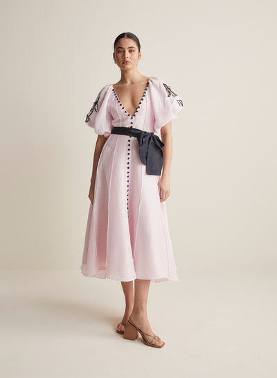 Colette Silk Linen Midi Dress