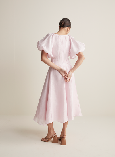 Colette Silk Linen Midi Dress