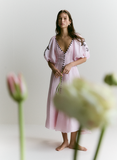 Colette Silk Linen Midi Dress