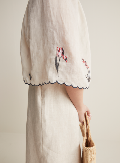Sophie Linen Ramie Midi Shirt Dress