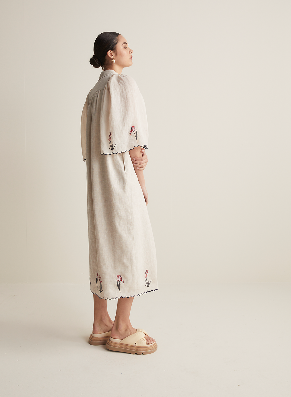Sophie Linen Ramie Midi Shirt Dress