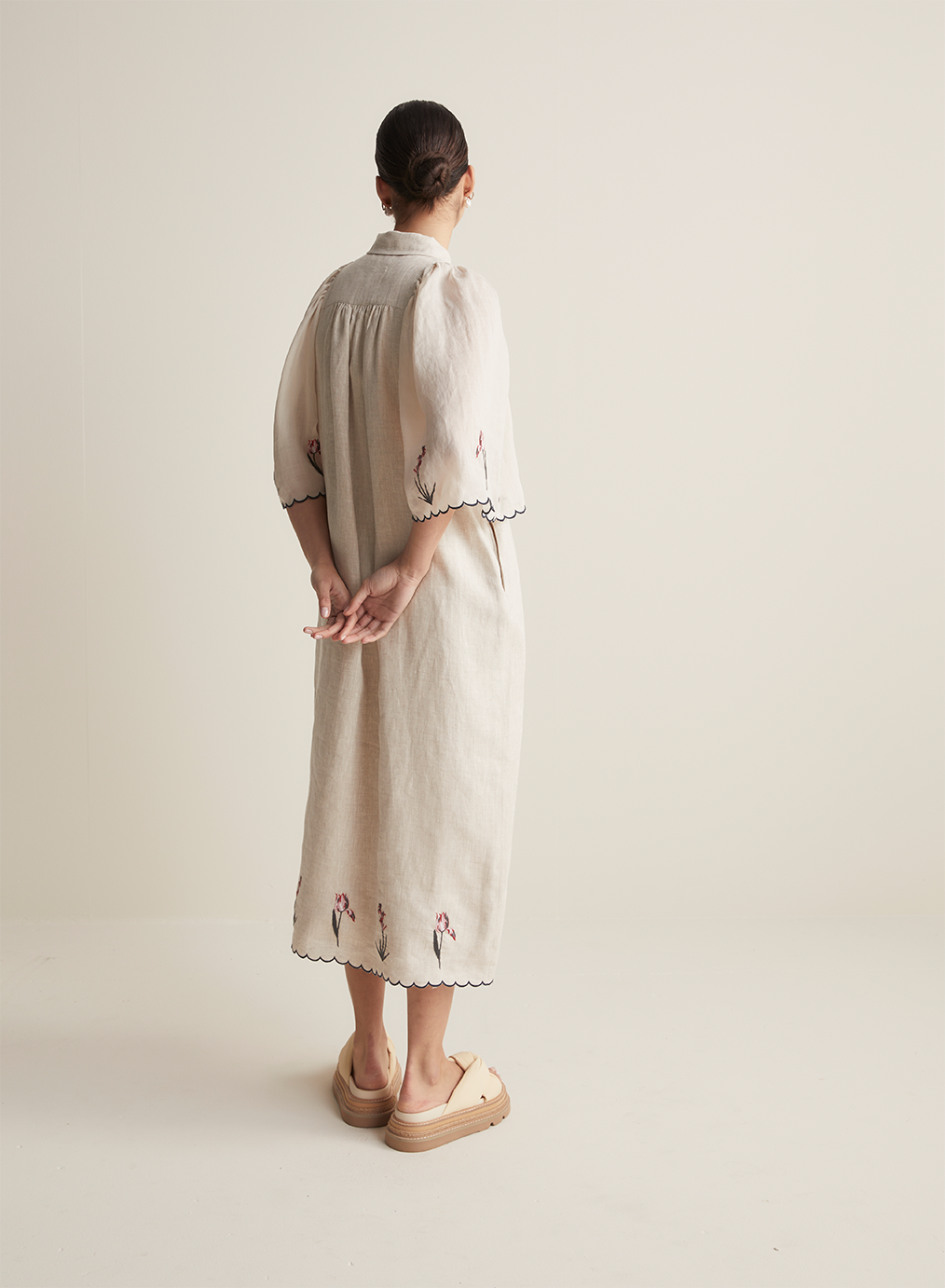 Sophie Linen Ramie Midi Shirt Dress