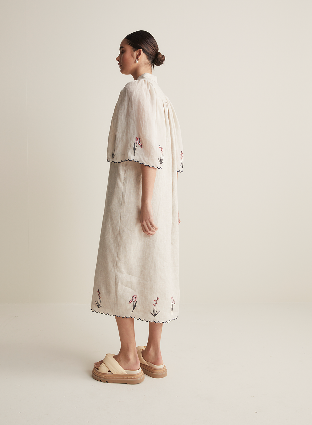 Sophie Linen Ramie Midi Shirt Dress