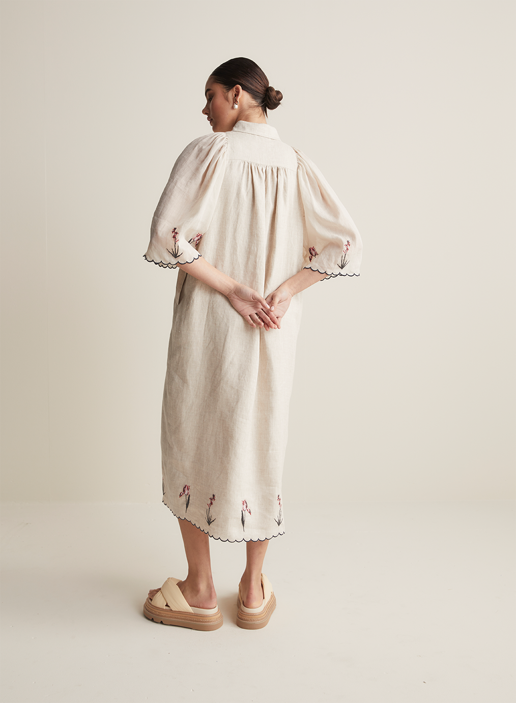 Sophie Linen Ramie Midi Shirt Dress