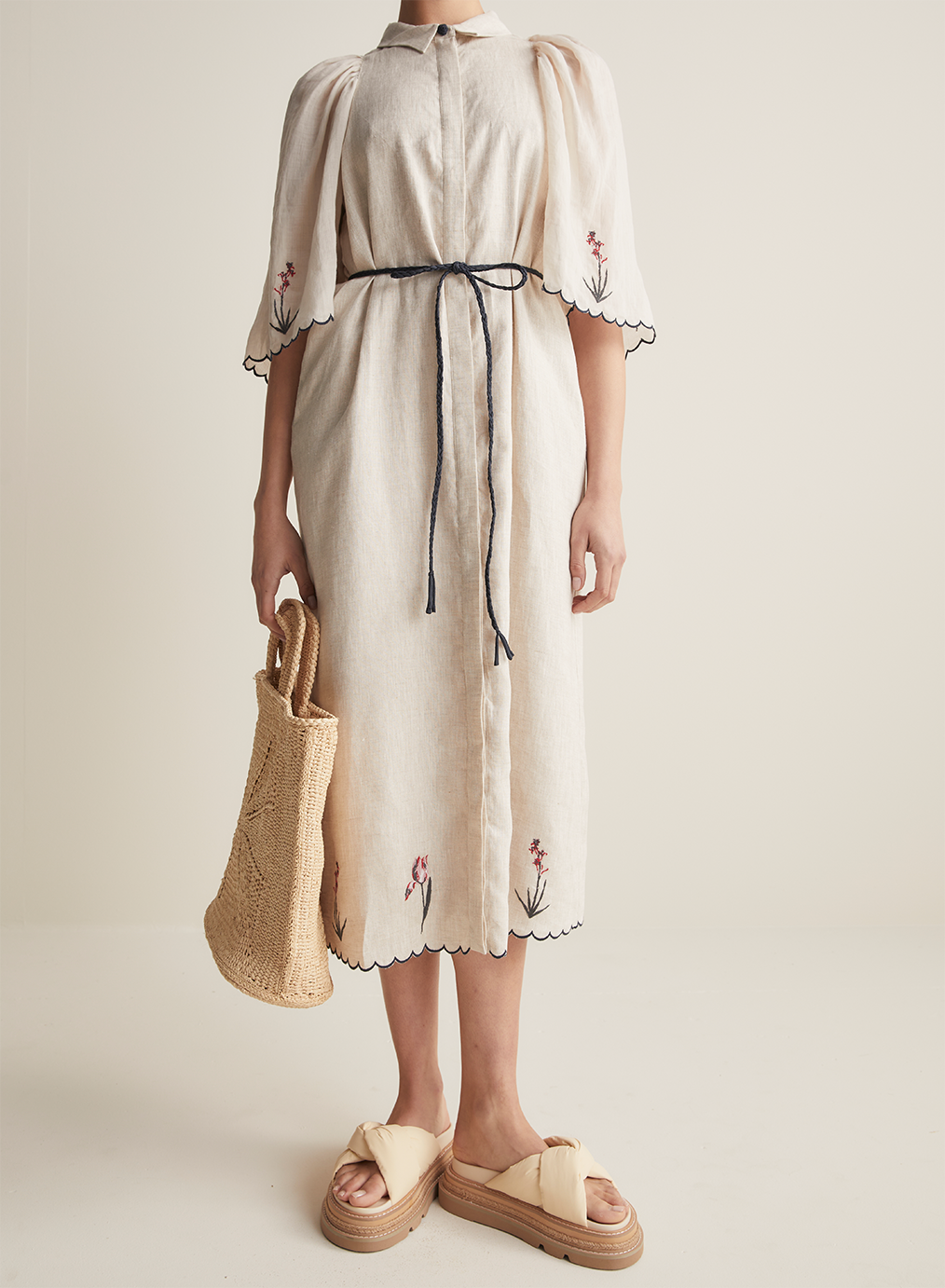 Sophie Linen Ramie Midi Shirt Dress