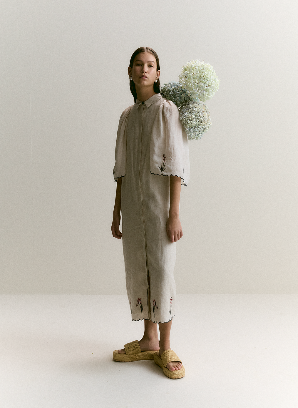 Sophie Linen Ramie Midi Shirt Dress