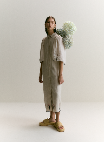 Sophie Linen Ramie Midi Shirt Dress