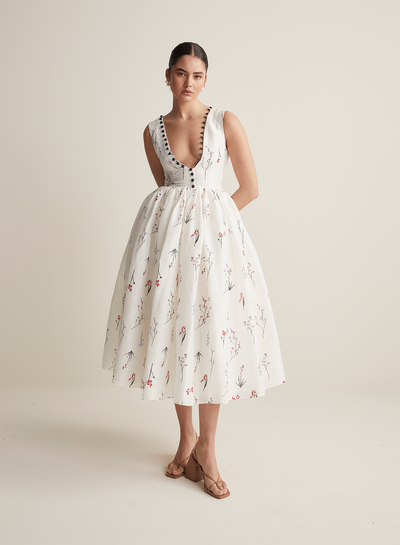 Amélie Silk Linen Midi Dress