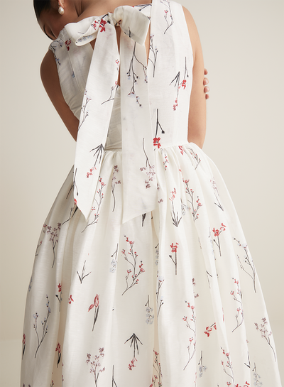 Amélie Silk Linen Midi Dress