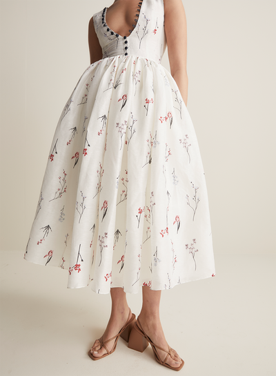 Amélie Silk Linen Midi Dress